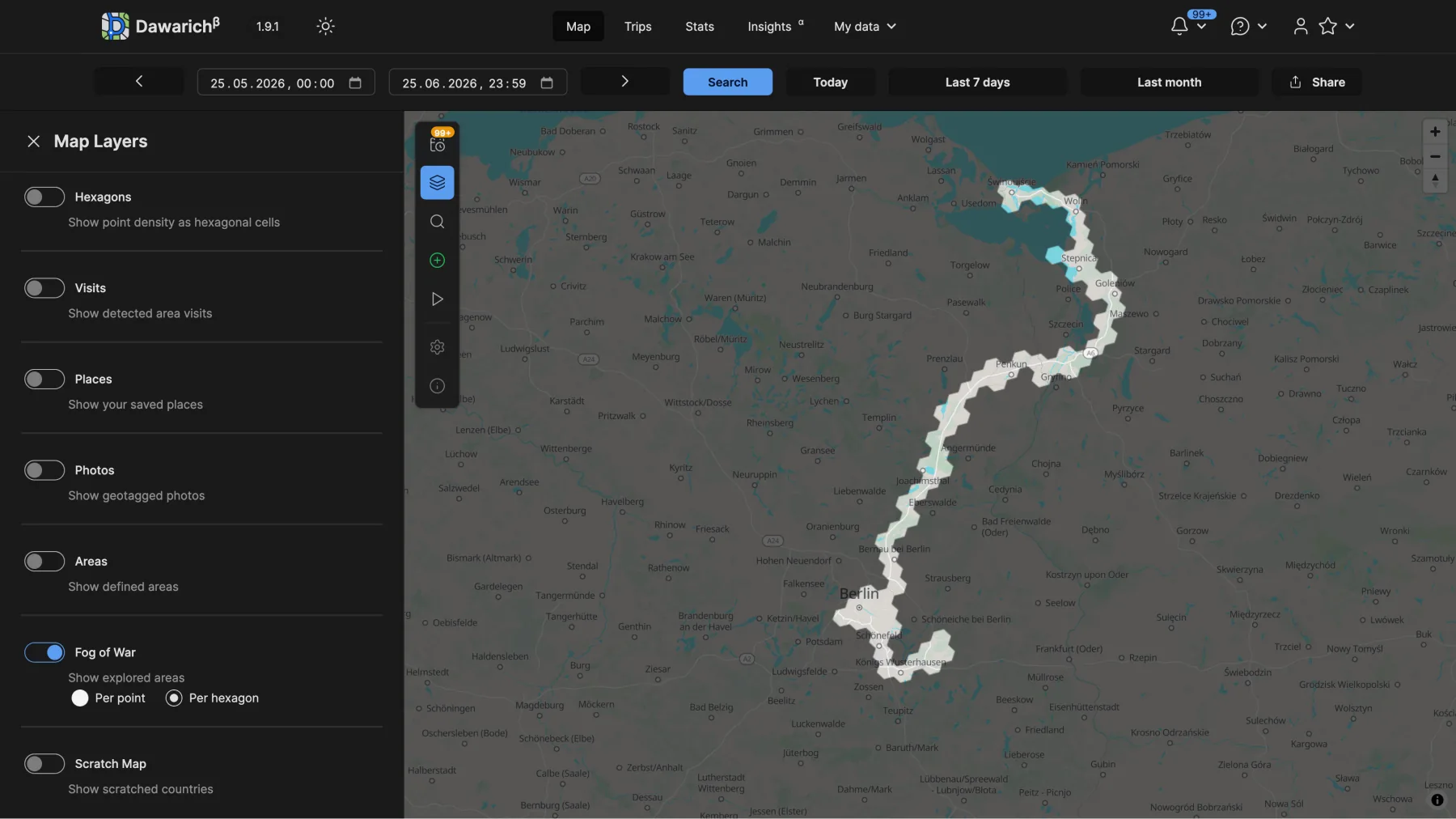 Fog of War hexagon reveal mode