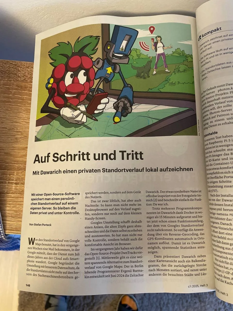 The German c't magazine issue featuring Dawarich