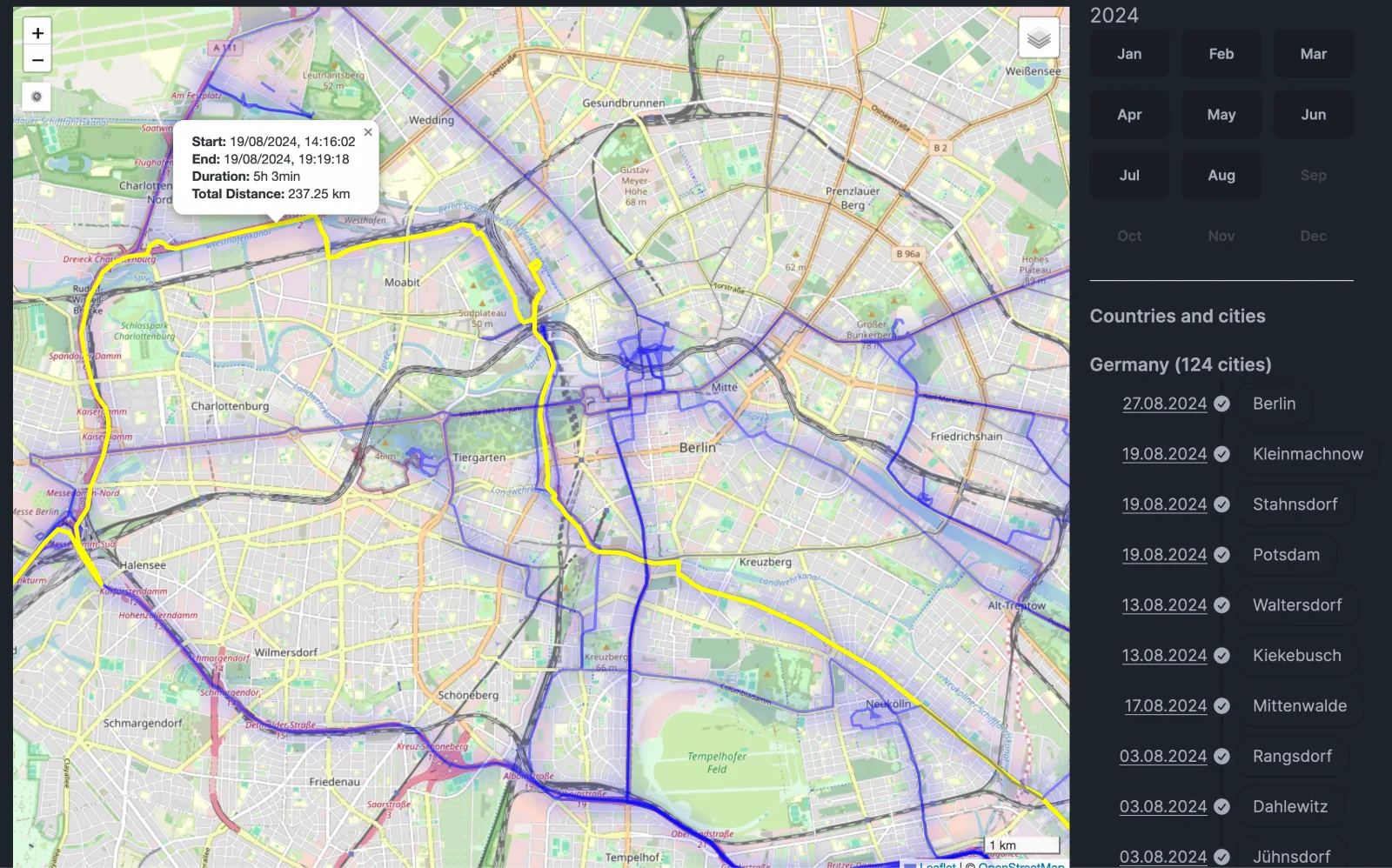 Dawarich map overview