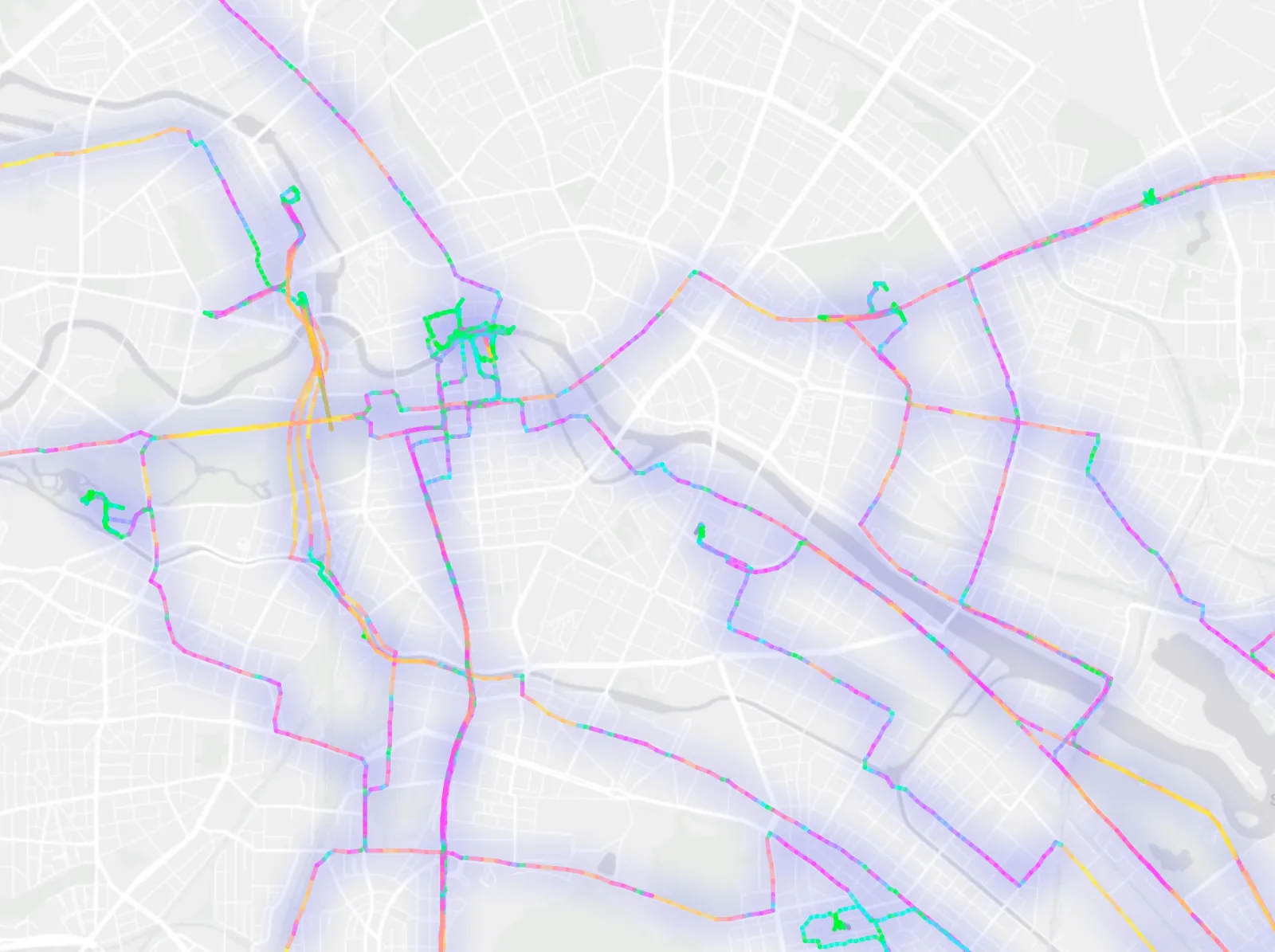 Routes colored by speed on the Dawarich map — look at how awesome they are