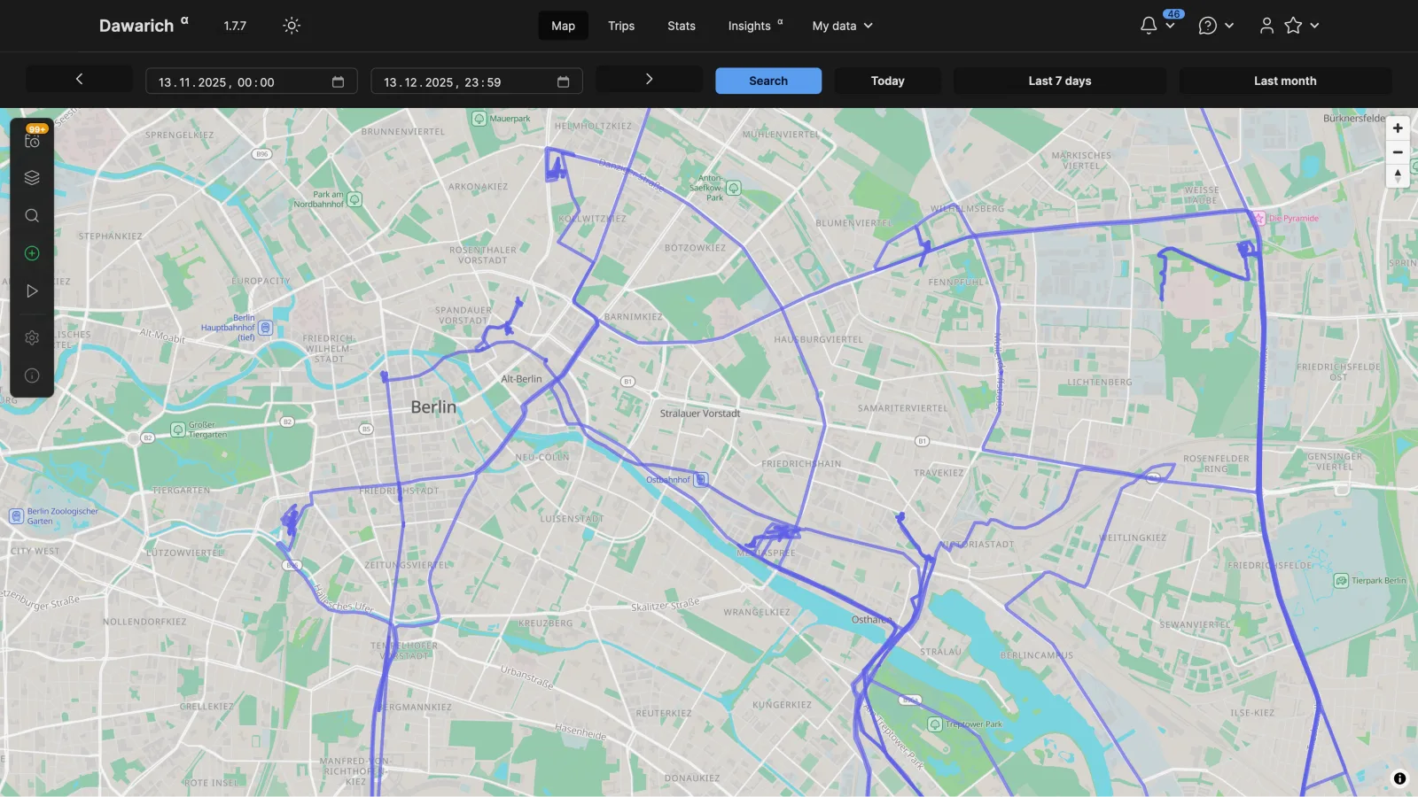 Map with polyline routes