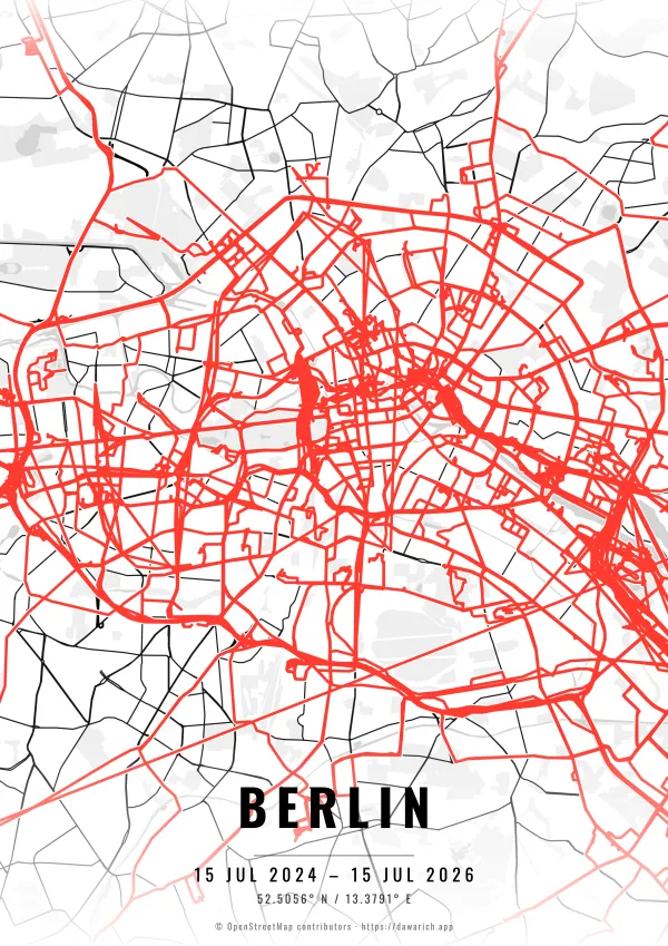 Berlin route poster in the Gradient Roads theme