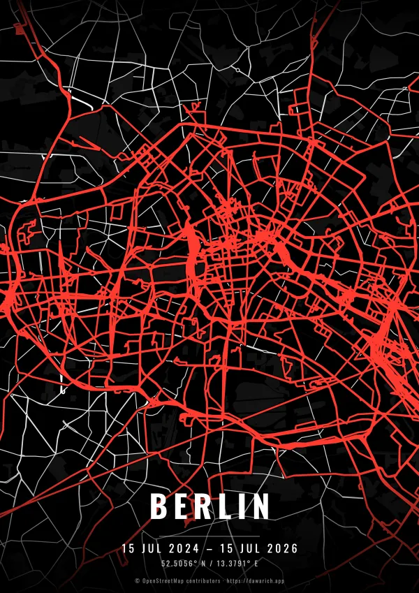 Berlin route poster in the Noir theme