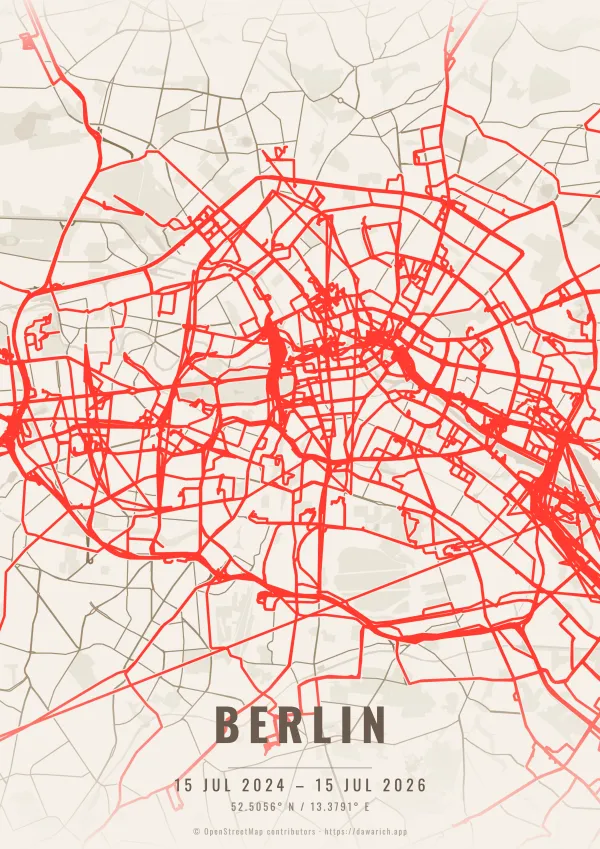 Berlin route poster in the Warm Beige theme